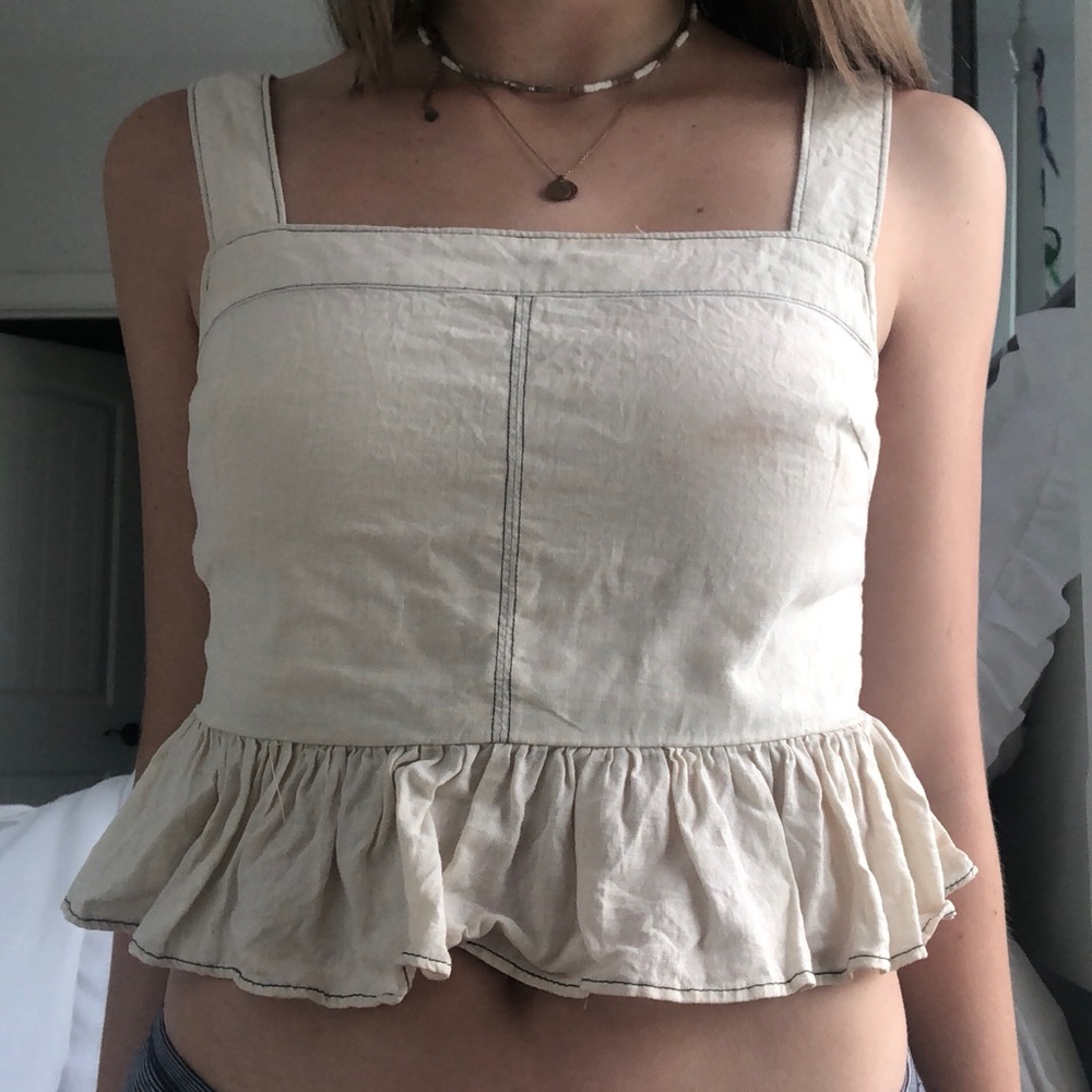 Urban Outfitters White Frilly Tank Top